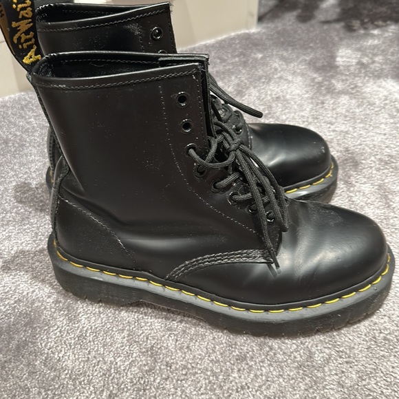 Doc martens smooth leather lace up boots in black - Picture 3 of 6